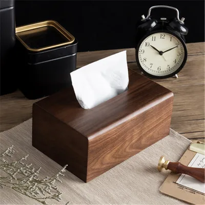 FADELI Wooden Tissue Box Modern Chinese Style Gift Packaging Black Walnut Office Storage Household Use Wholesale