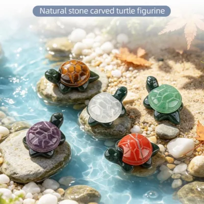 Natural Crystal Turtle Ornament Creative DIY Amethyst Turtle Decoration Two-Tone Patchwork Semi-precious Stone