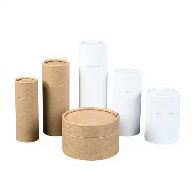 Cardboard Eco-Friendly Biodegradable Tea Cans Customized Cylinder Packaging Portable Gift Box Custom Logo/Graphic Design White