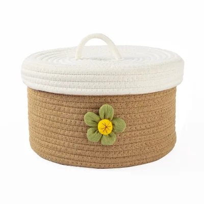 Economical Custom Logo Design Hand Cotton Rope Natural Fiber Sturdy Storage Basket for Toys