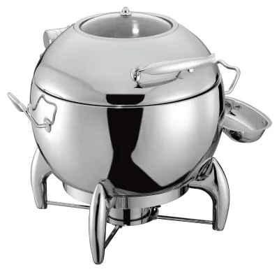 OKEY Round Buffet Induction Soup Station Set W Glass Window Lid W 11L Bain Marie