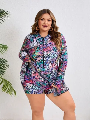 New Plus-size Women's Sun-protective One-piece Zipper Sports Swimsuit Surfwear Factory