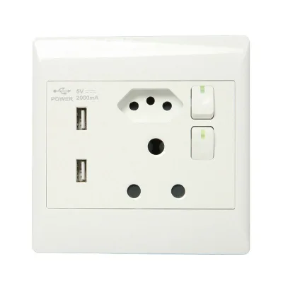 6A WallDouble Standard Power Socket Adapter Ports Usb Charger Panel Brazil Wall Socket and Switch