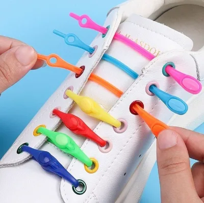 Colorful Silicone Elastic No Tie Shoelaces Round Head Lazy Shoe Laces for Adults and Kids Wholesale