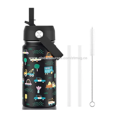 12oz BPA free custom logo portable double wall stainless steel vacuum insulated tumbler with straw for children