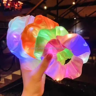 Zhizunlin LED Luminous Ponytail Ring Scrunchies for Girls Kids-Halloween Graduation Easter Party Accessories 3 Lighting Modes