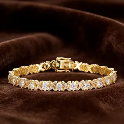 Women's Trendy Karry Natural Diamond 925 Sterling Silver Bracelet Inlaid Flower Cross-border Full Diamond Design