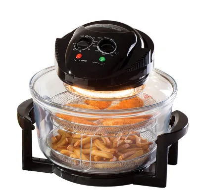 12L 1200W-1400W Halogen Infrared Tabletop Oven Convection Oven Cooker in Black Halogen Oven
