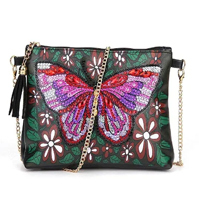 Diamond Leather Clutch Purses 5D Crystal Envelope Package Handbag Pouch Zipper DIY Hobby Evening Bags Wallet