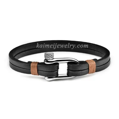 Hot Sale Super Quality Creative Handmade Double Wrap Custom Buckle Leather Bracelet