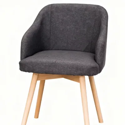 Modern Durable Armchair for Home Office & Hotel Use Leisure Dining Chair with Wood Legs and Fabric