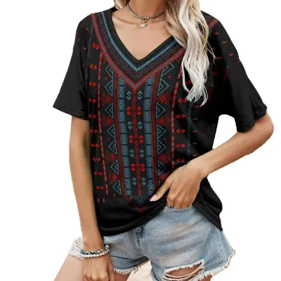 Customized Western Ethnic Style Women's Clothing Short-sleeved T-shirts