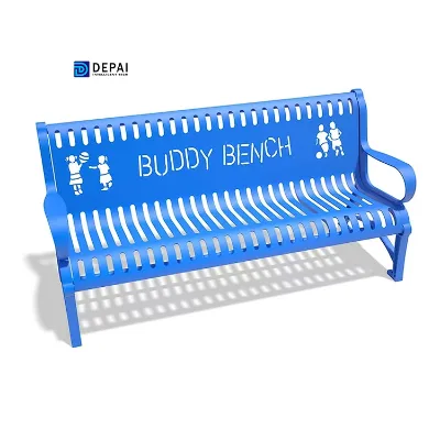 Outdoor Powder Coated Slatted Steel Bench Outside Park Decorative Metal Mesh Seating Bench for Courtyard