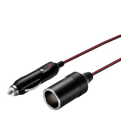 1.5m Two-Hole Car Socket Extension Cable with Rice Cooker & Cigar Lighter DC Cable Featuring Copper Conductor & PVC Insulation