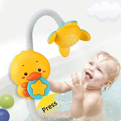 Baby Bath Shower Head Toy - Electric Duck Bathtub Water Spray Toy Water Games Adjustable Sprinkler Two Spraying Modes