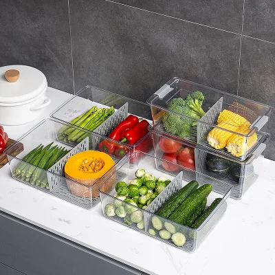 Refrigerator Storage Organizer Box With Lid and Drain Plate