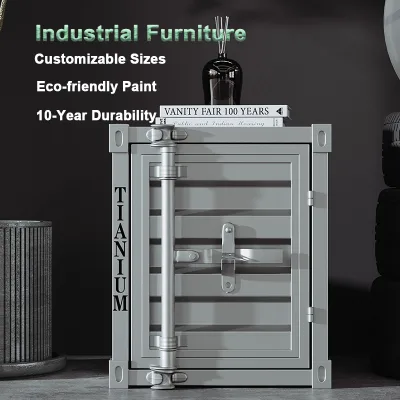 Dropshipping Available Modern Industrial Style End Table Wrought Iron Construction Container Inspired Decor Home Bar Dining