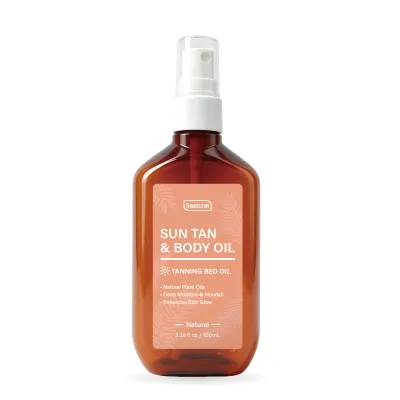 Private Label Natural Sun Tan Body Oil Tanning Bed Oil with 5 Precious Oils for Healthy Deep Chocolate Tan