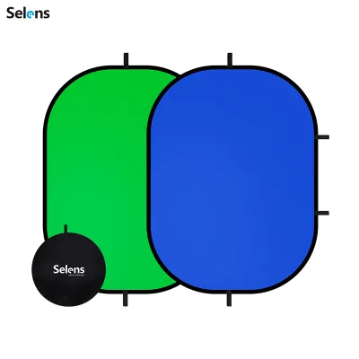 Selens 150x200cm 5x6.5ft 2-in-1 Oval Pop up Collapsible Double Sided Chroma Key Green Blue Screen Background Panel for Studio