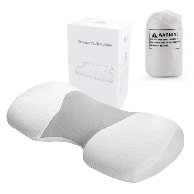 New Patented High Quality Contour Sleep Memory Foam Pillow Natural Traction Bed Anti-Wrinkle Inflatable and Massage Features