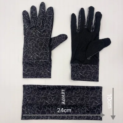 Custom Logo Printed Reflective Training Running Gloves Headband Set Elastic Outdoor Sport Gloves All Printed Design for Daily