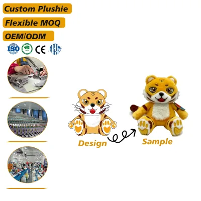 Best Selling Plush Tiger Toy Low MOQ Custom Logo Stuffed Mascot Plushies Gift for Kids