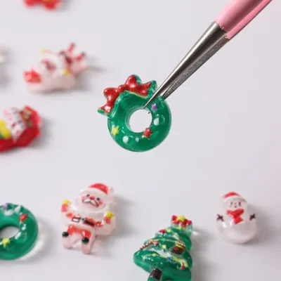 12grid Cute Christmas Nail Art Charms Parts Kawaii Snowman Claus Elk Nails Decor 3D Resin Cartoon Festival Nail Tech Supplies