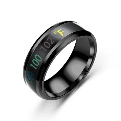 Stainless Steel Smart Ring Fahrenheit Temperature Ring Temperature Intelligent Temperature Sensing Titanium Steel Couples Ring