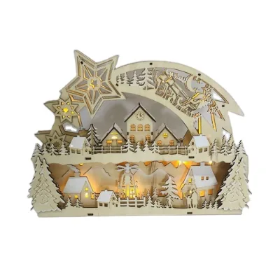 Party Novelties Christmas Gift House Design Wood Decoration Supplies
