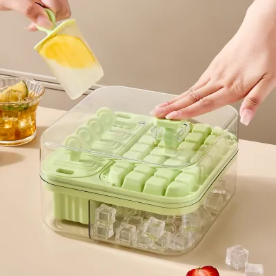 Support OEM Ice Cubes Maker Square Storage Box Lid Ice Cube Maker Mold Trays for Freezer Ice Cube Tray With Container