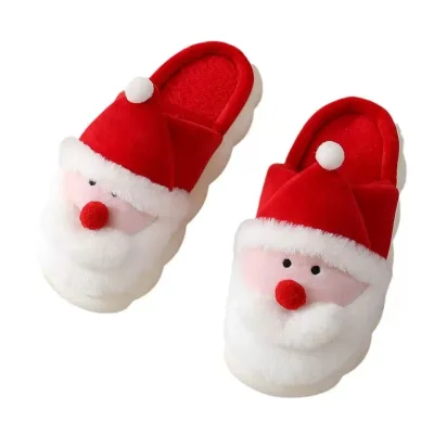 Cute Santa Claus Winter Plush Slippers Kids Warm Soft EVA Home Slipper Non Slip Christmas Gifts Xmas Children Plush Slippers
