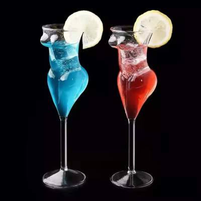 Unique Sexy Lady Body Shape High Stem martini Glass Cocktail Gladd Juice Drinking Glass