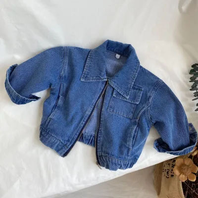 Korean Version of Autumn New Children's Heavy Industry Soft Cowboy Zipper Jacket for Boys and Girls Fashion Jacket