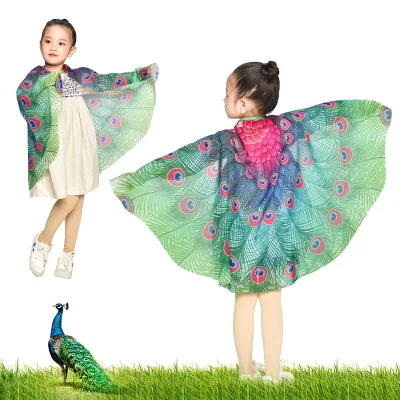 Creations Peacock Print Cape Shawl Girls Halloween Costume Accessory Wholesale