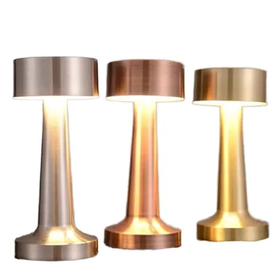 LED Modern Metal Table Lamp Touch Sensor Rechargeable Multi-Color Adjustable Dining Bar Night Light Desk Decor