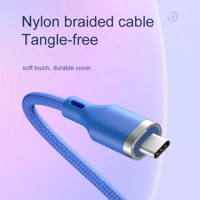 High Quality Colorful Type-C USB Cable with Pure Copper Conductor Nylon Jacket for Cellphone Computer ISO Android Fast Charging