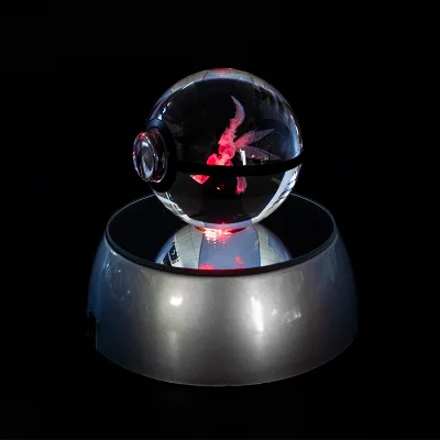 Custom Colorful Light 3d Laser LED Crystal Poke Ball Wholesale Pocket Monster K9 Crystal Glass Poke Ball