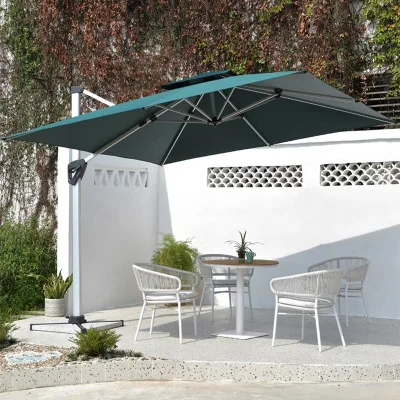 Wholesale 2.5m 3m Large Heavy Duty Cantilever Aluminum Frame Windproof Offset Restaurant Garden Umbrellas and Bases