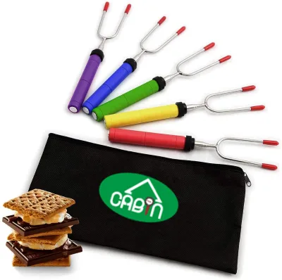 Premium Marshmallow Roasting Sticks Set of 5 Smores Skewers,Hot Dog Stainless Steel Long Camping Skewers