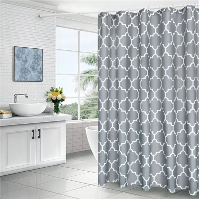 Grey GoldShower Curtain Liner Polyester Waterproof Abstract Modern Shower Curtain for Bathroom