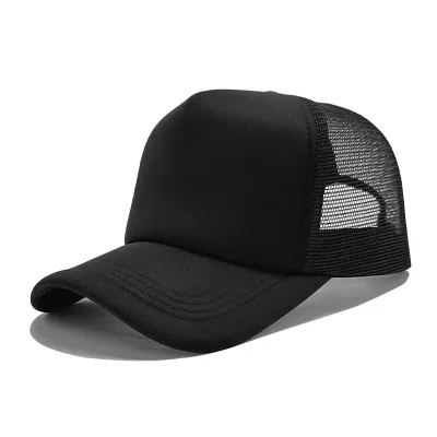 Unisex Outdoor Mesh Baseball Cap Adjustable Black One Size Breathable Casual Sports Hat