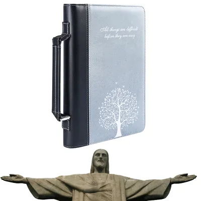 Classic Bible Cover Vegan Leather Carrying Book Case Church Bag Bible Protective with Handle for Men Women