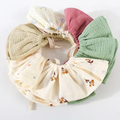 100% Cotton Baby Saliva Towel Ruffled Edges Printed Washable Teething Drooling 360° Rotating Lotus Leaf Edge
