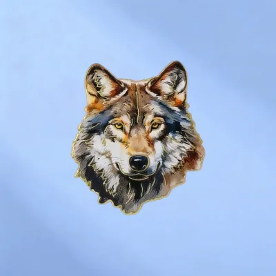 Grey Wolf Portrait Enamel Brooch Wildlife Animal Lapel Pin Accessory for Jackets Hats Bags