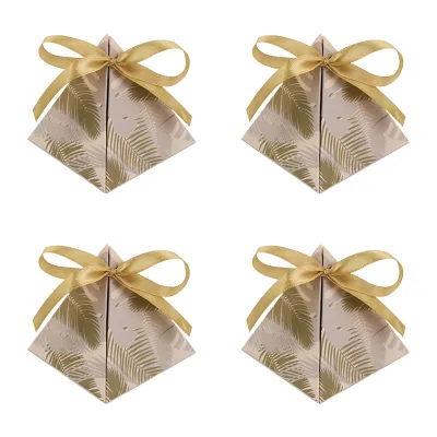 Wedding Favour Candy Treat Boxes Triangle Brown Recyclable Paperboard Gift Packaging Chocolate Box Foldable Recycled Materials