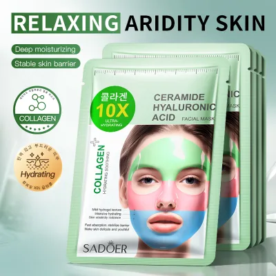 OEM Sadoer 3 Color Rainbow Facial Sheet Mask with Colloidal Sulfur for Acne Treatment & Dry Skin Soothing Vegan & Herbal 30ml