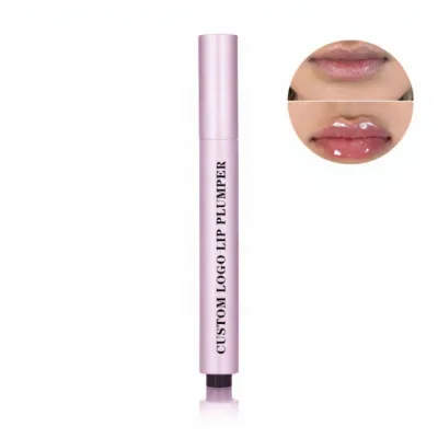 New Matte Pink Aluminium Click Lip Booster Volumising Hyaluronic Acid Extreme Lip Plumper Custom Label