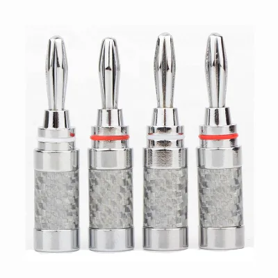 High quality carbon fiber rhodium plated 4mm Banana plug speaker connector for Audio & Video