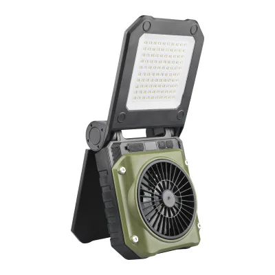 Cross-border New Solar-powered Fan Light Foldable Ultra-quiet High-wind-power Rechargeable Push-button Control Type-C Camping