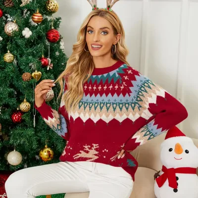 Wholesale 2024 Custom Ugly Christmas Sweater Vintage Knit Pullover Ugly Cashmere Christmas Outfit Women's Knitted Sweaters